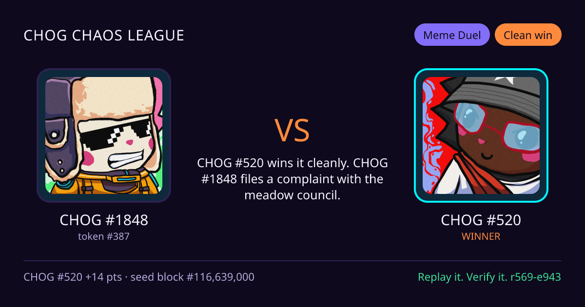 Highlight card: CHOG #1848 versus CHOG #520