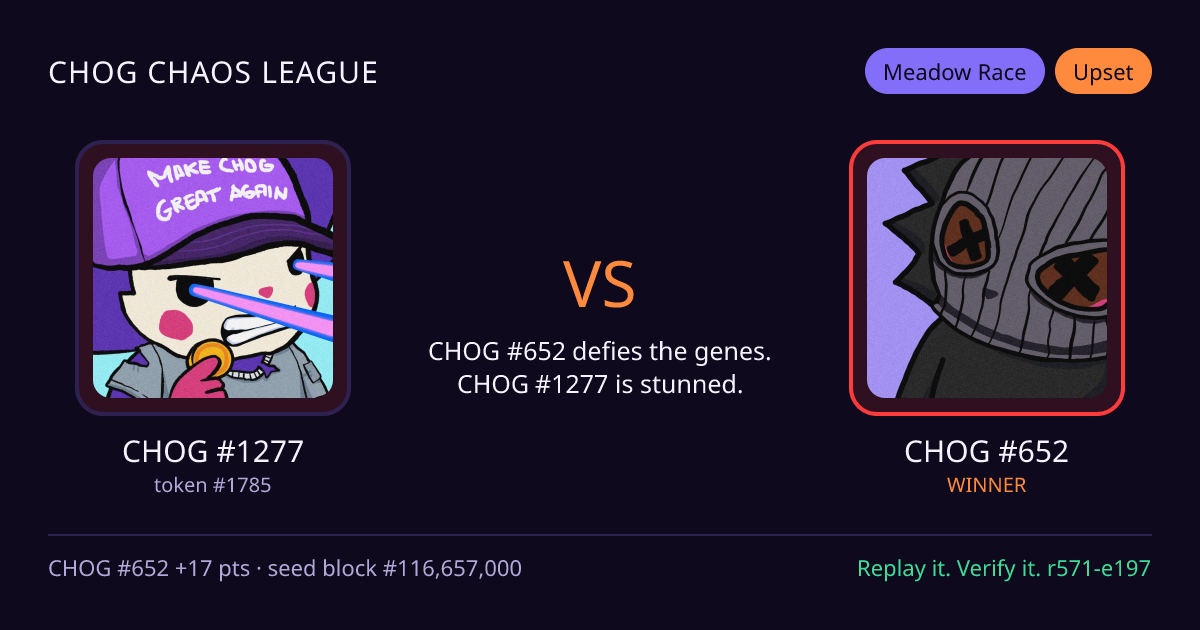 Highlight card: CHOG #1277 versus CHOG #652