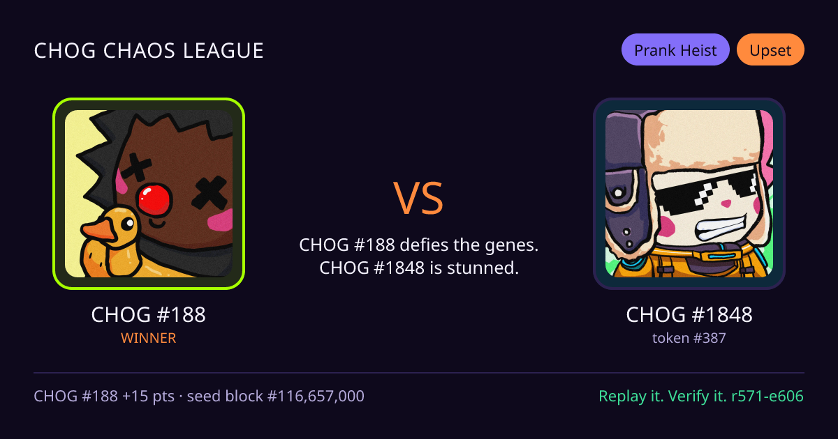 Highlight card: CHOG #188 versus CHOG #1848
