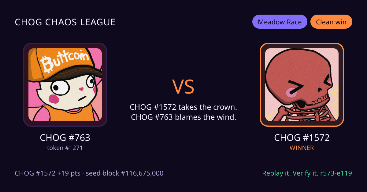 Highlight card: CHOG #763 versus CHOG #1572