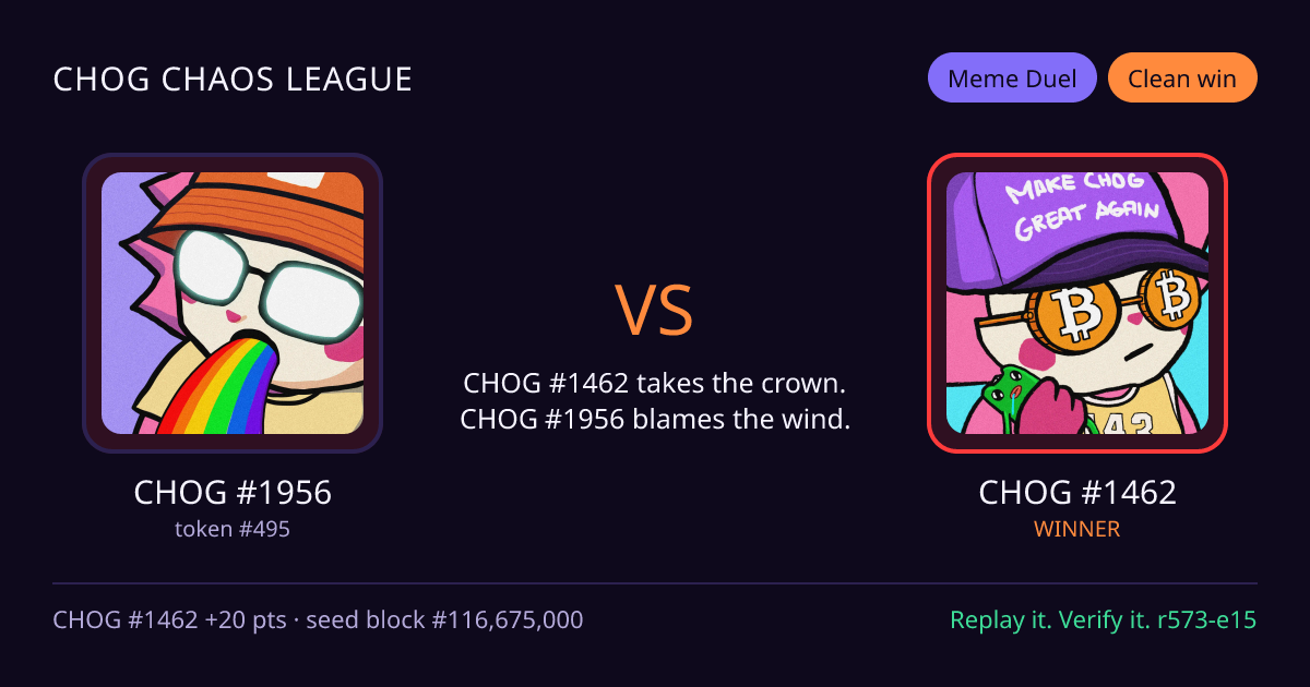 Highlight card: CHOG #1956 versus CHOG #1462