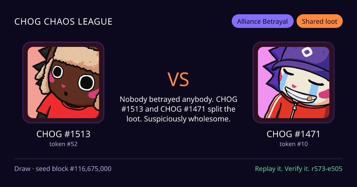 Highlight card: CHOG #1513 versus CHOG #1471