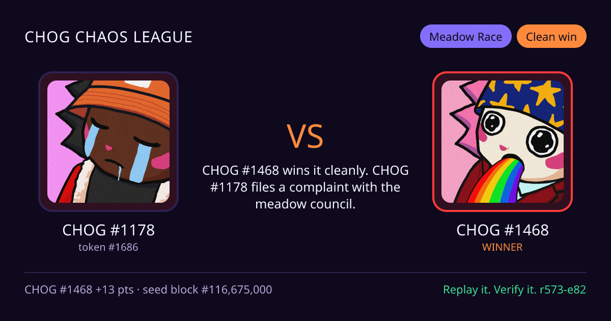 Highlight card: CHOG #1178 versus CHOG #1468