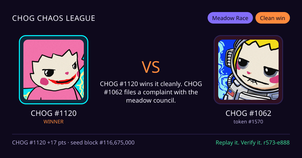 Highlight card: CHOG #1120 versus CHOG #1062