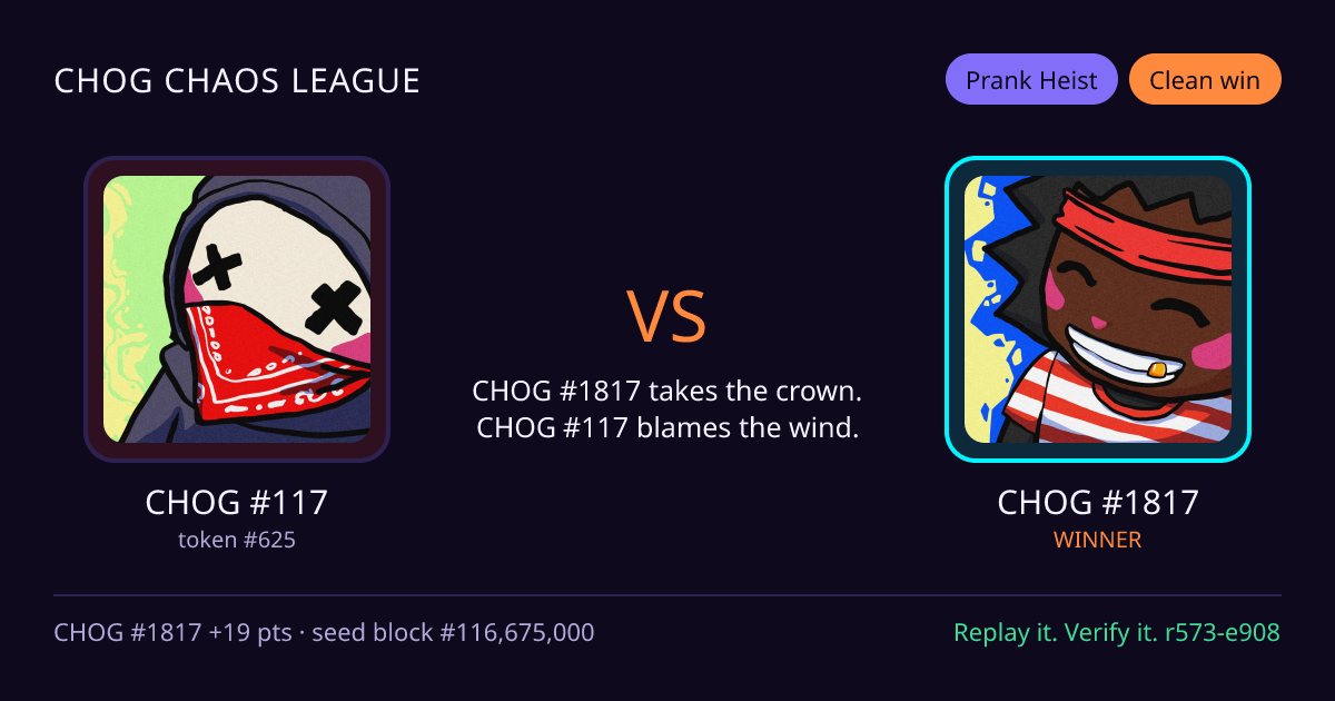 Highlight card: CHOG #117 versus CHOG #1817