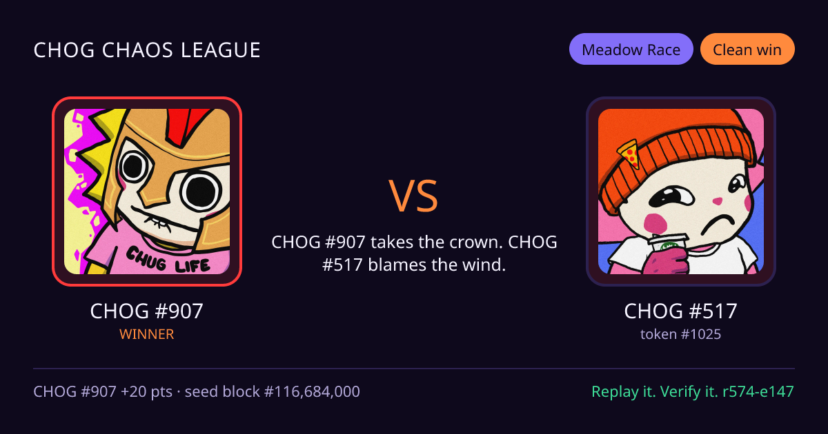 Highlight card: CHOG #907 versus CHOG #517