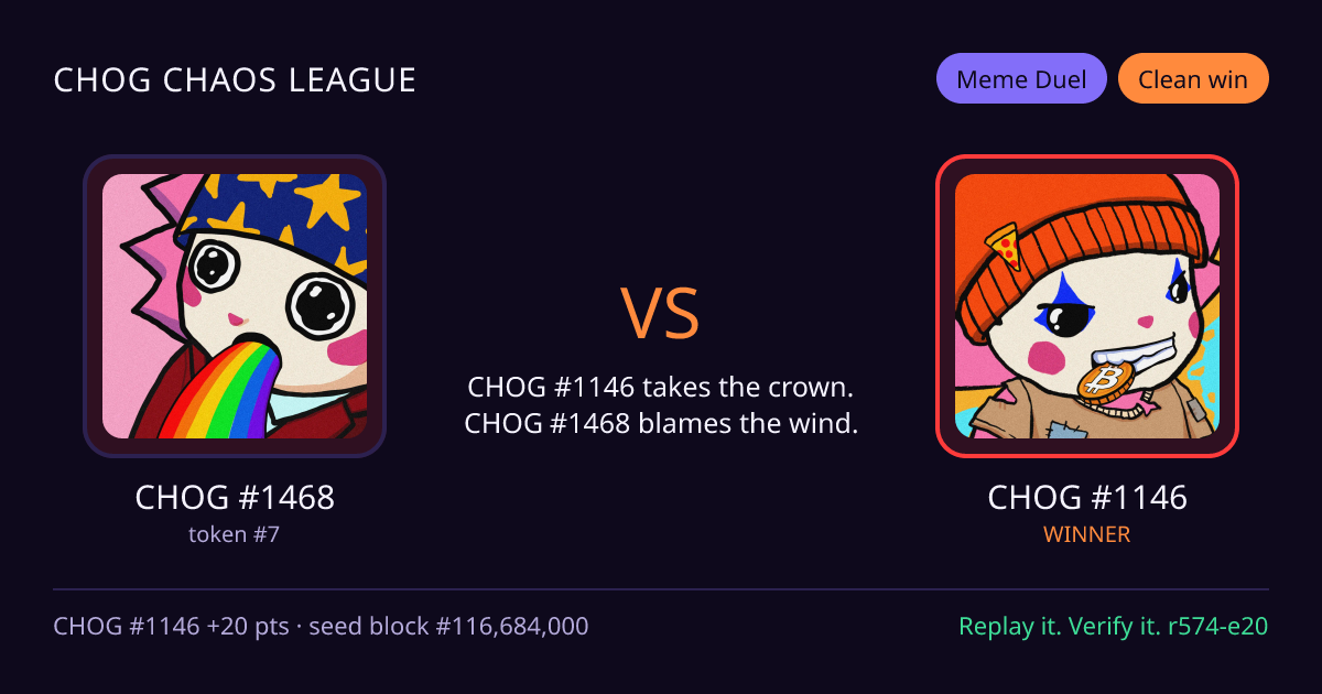 Highlight card: CHOG #1468 versus CHOG #1146