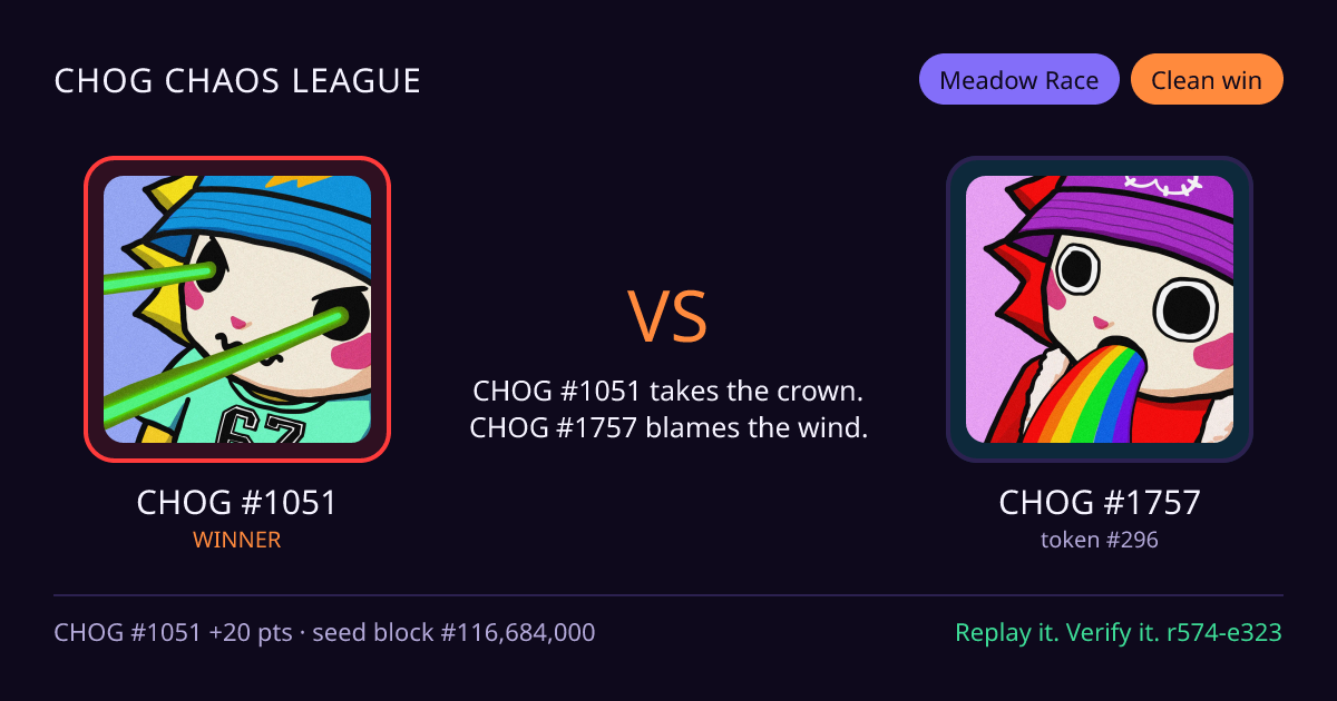 Highlight card: CHOG #1051 versus CHOG #1757