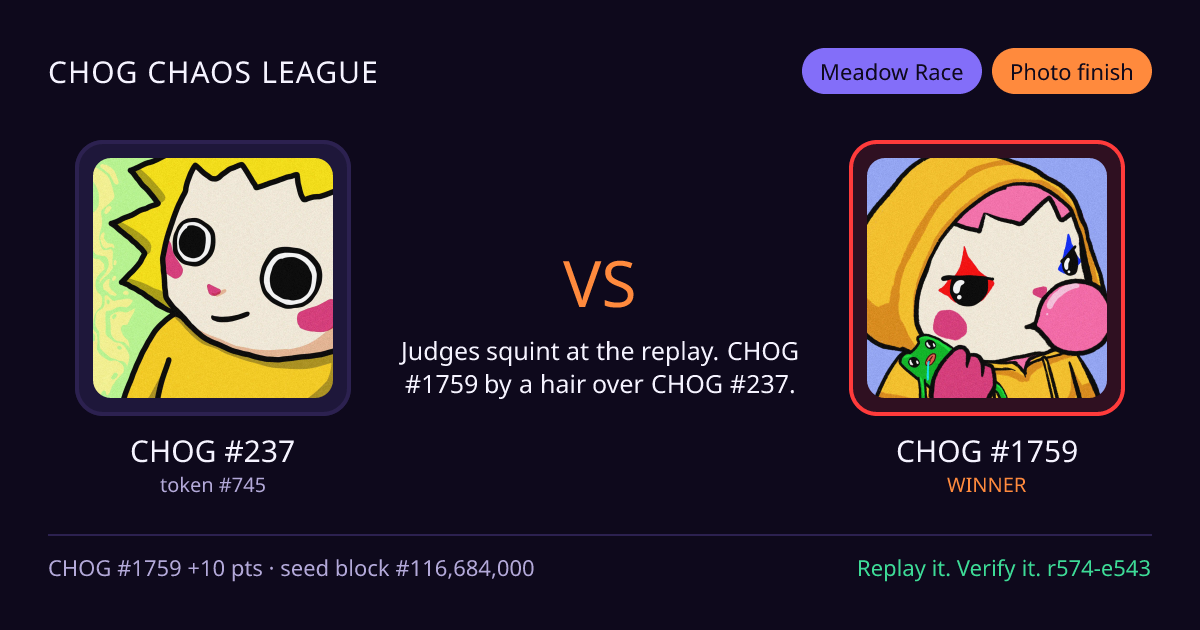 Highlight card: CHOG #237 versus CHOG #1759