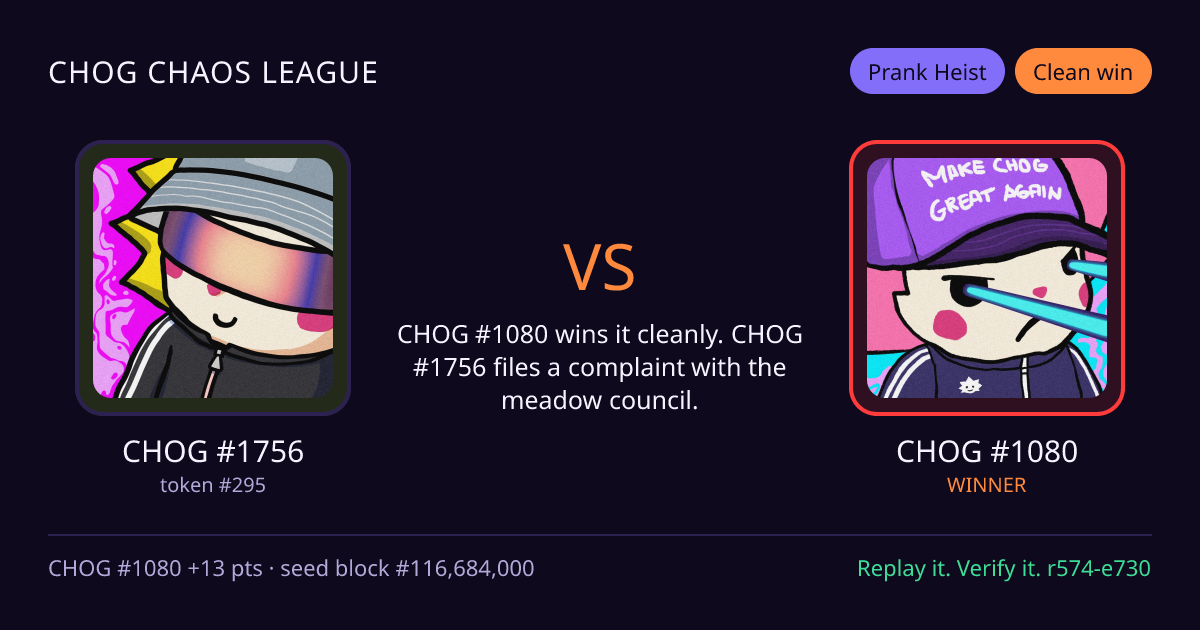 Highlight card: CHOG #1756 versus CHOG #1080