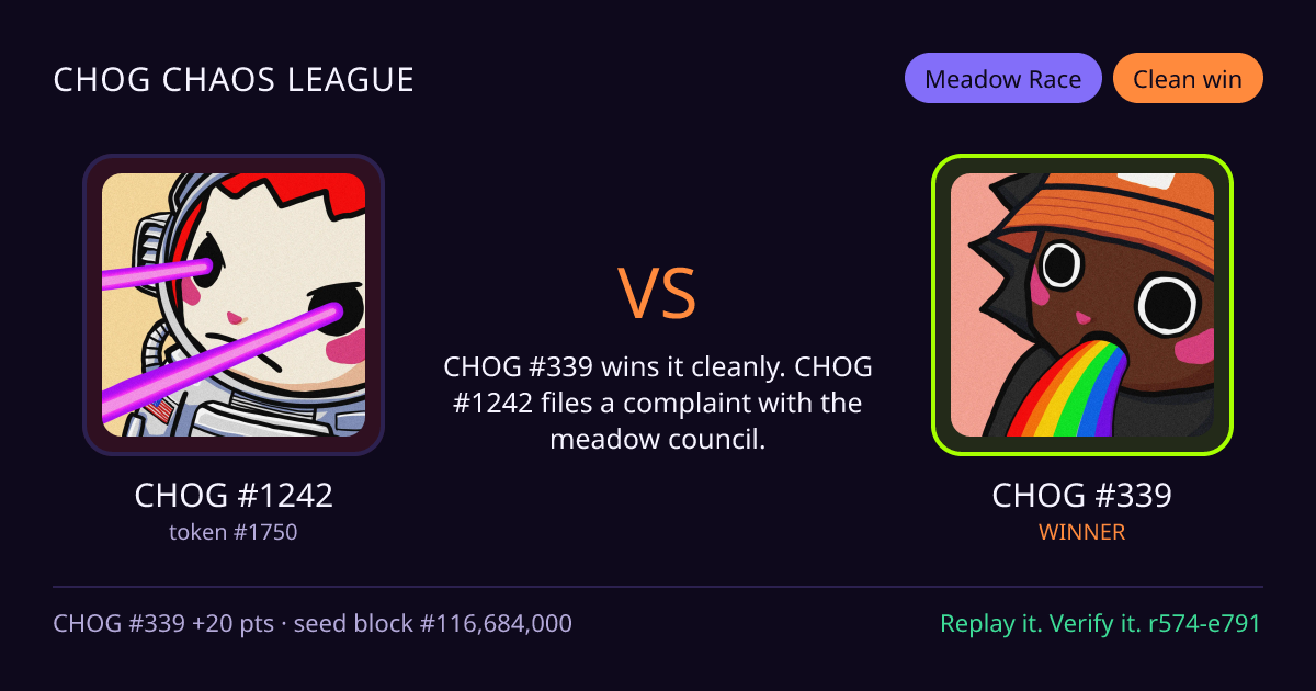 Highlight card: CHOG #1242 versus CHOG #339