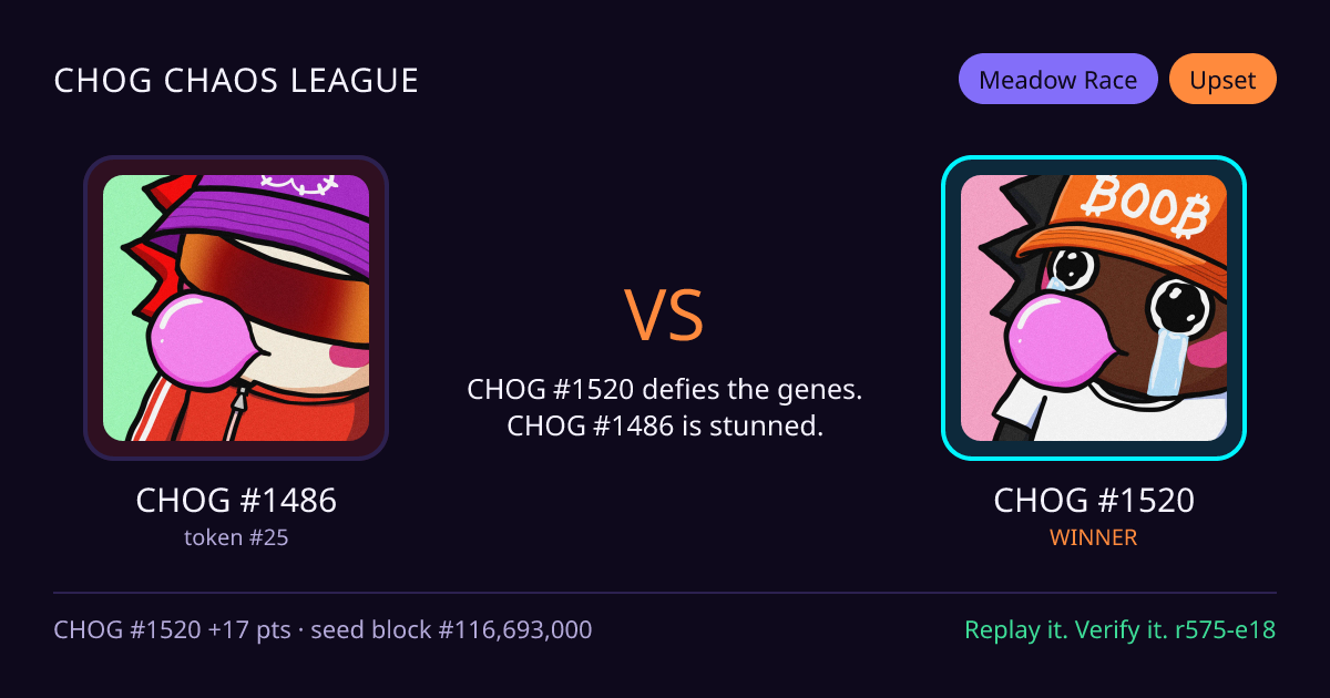 Highlight card: CHOG #1486 versus CHOG #1520