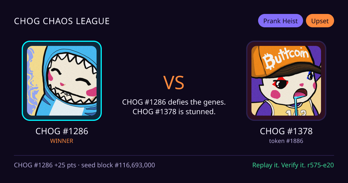 Highlight card: CHOG #1286 versus CHOG #1378