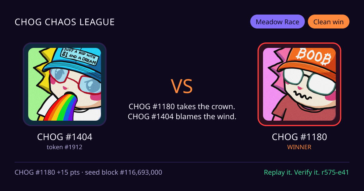 Highlight card: CHOG #1404 versus CHOG #1180