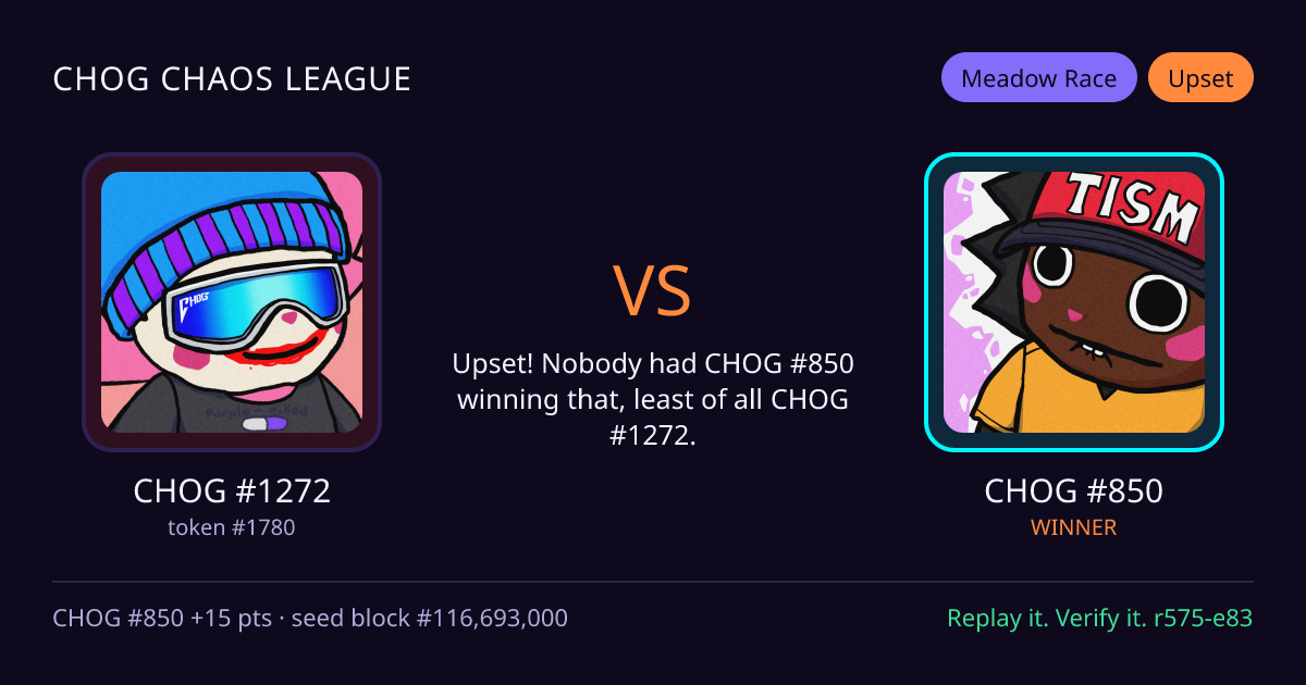 Highlight card: CHOG #1272 versus CHOG #850