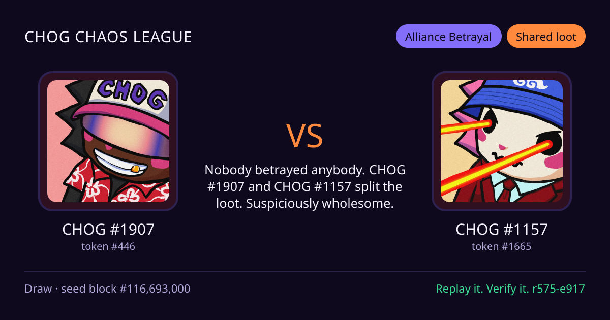 Highlight card: CHOG #1907 versus CHOG #1157