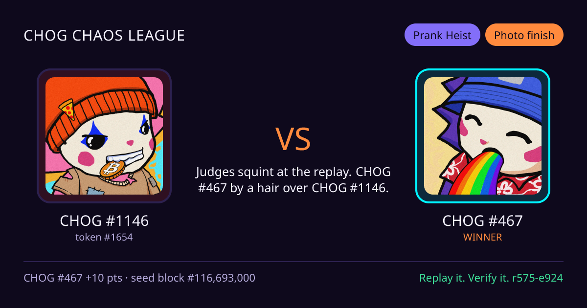 Highlight card: CHOG #1146 versus CHOG #467