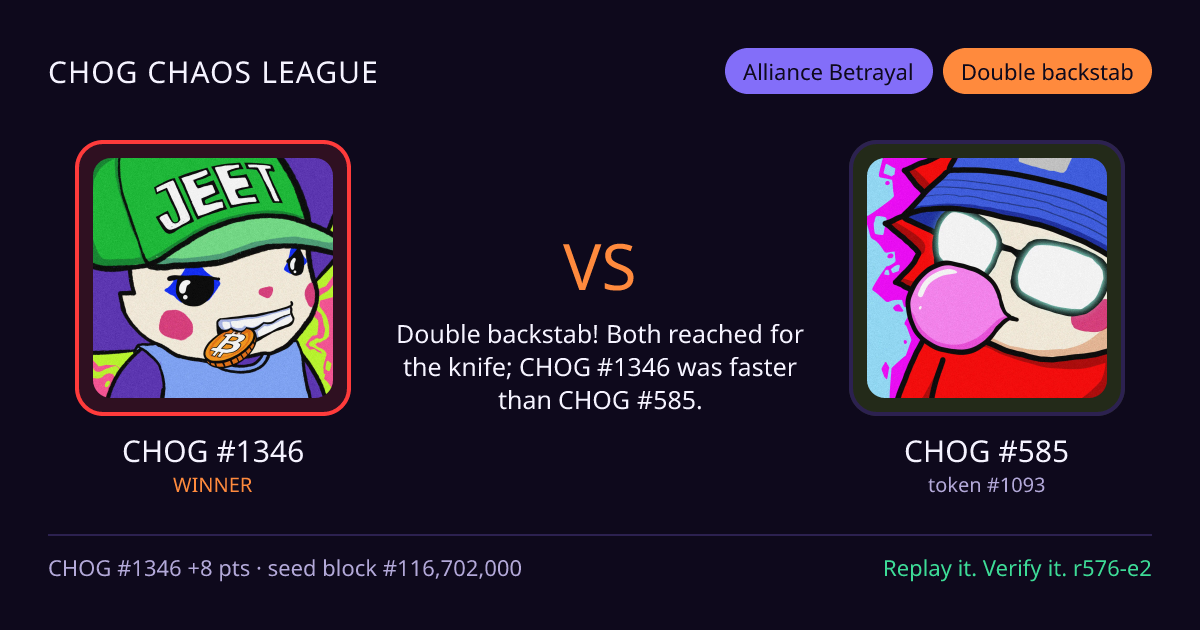 Highlight card: CHOG #1346 versus CHOG #585