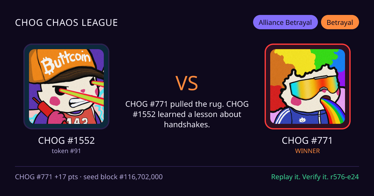 Highlight card: CHOG #1552 versus CHOG #771