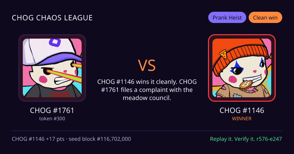Highlight card: CHOG #1761 versus CHOG #1146