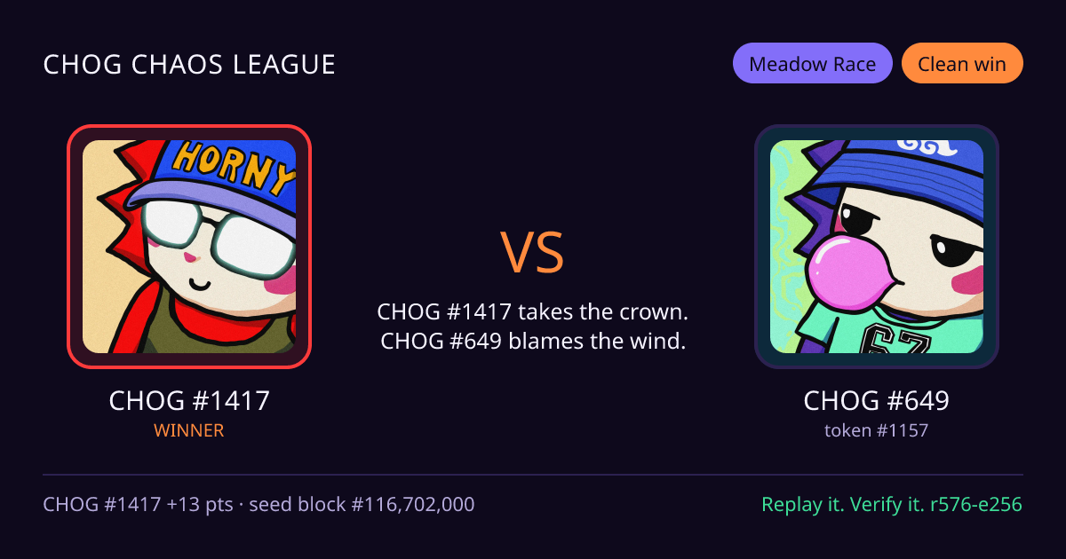 Highlight card: CHOG #1417 versus CHOG #649