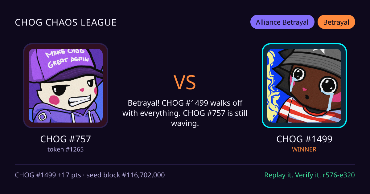 Highlight card: CHOG #757 versus CHOG #1499