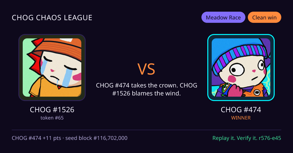 Highlight card: CHOG #1526 versus CHOG #474