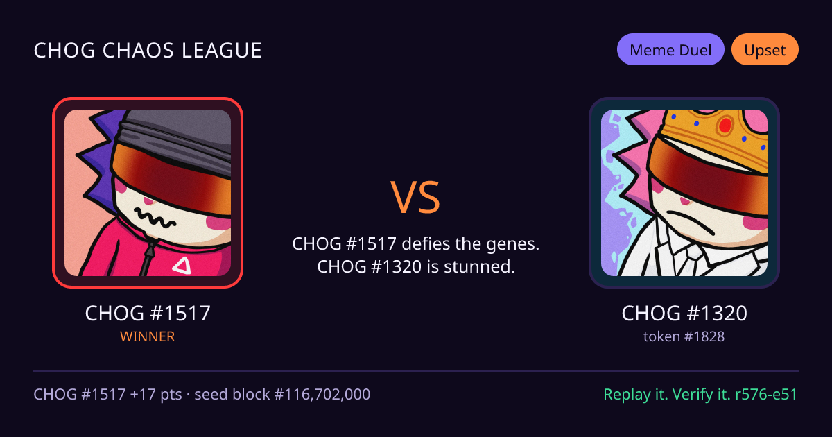 Highlight card: CHOG #1517 versus CHOG #1320