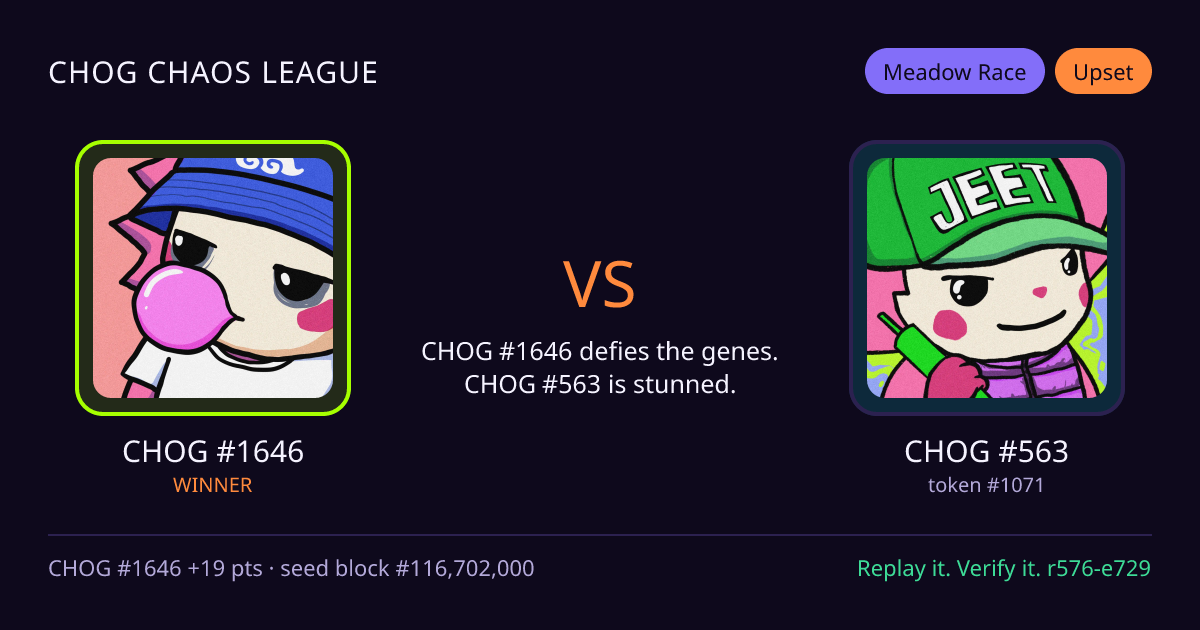 Highlight card: CHOG #1646 versus CHOG #563