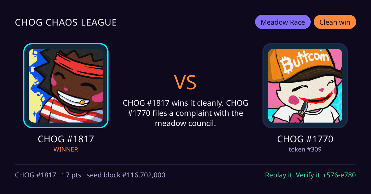 Highlight card: CHOG #1817 versus CHOG #1770
