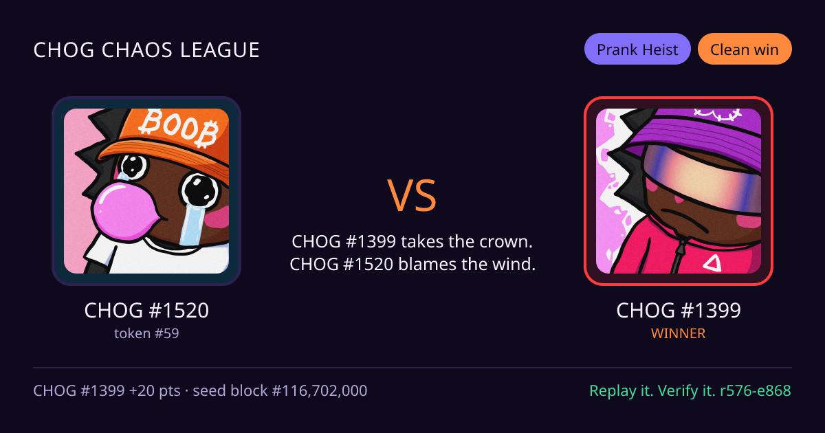 Highlight card: CHOG #1520 versus CHOG #1399