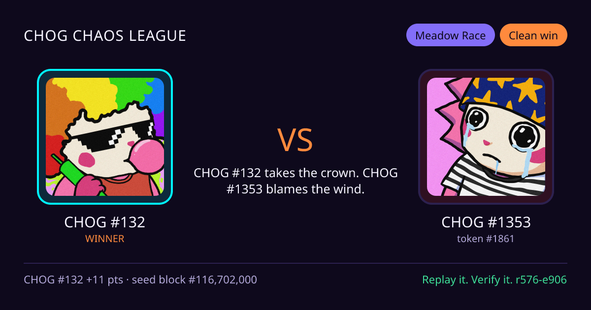 Highlight card: CHOG #132 versus CHOG #1353