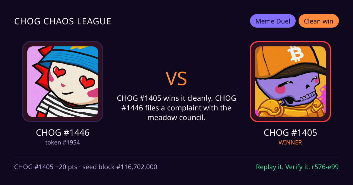 Highlight card: CHOG #1446 versus CHOG #1405