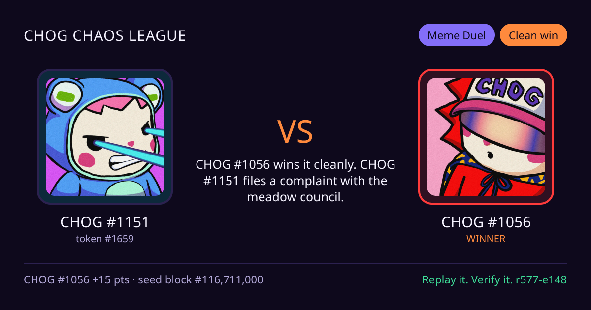 Highlight card: CHOG #1151 versus CHOG #1056