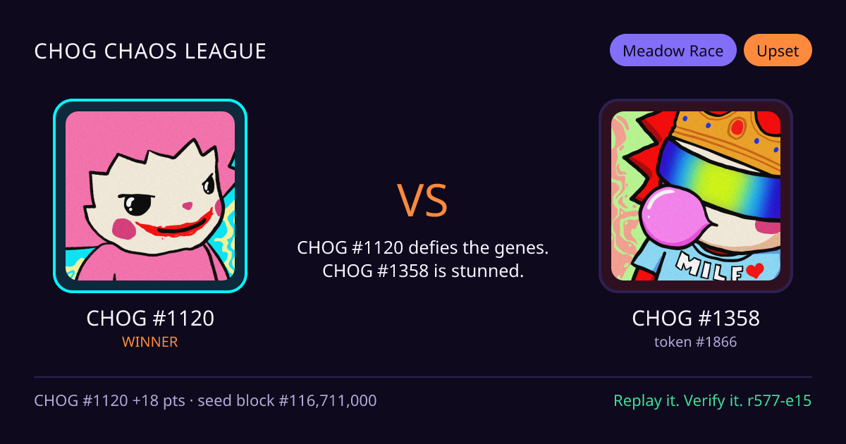 Highlight card: CHOG #1120 versus CHOG #1358