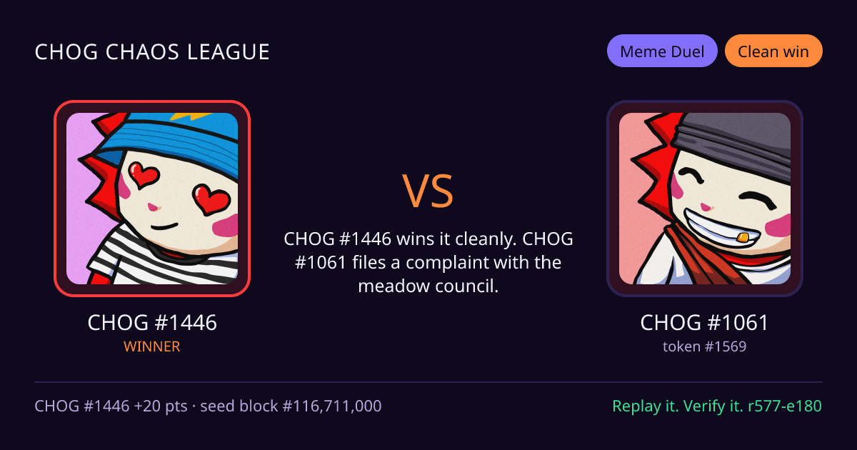 Highlight card: CHOG #1446 versus CHOG #1061