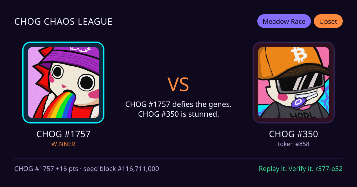 Highlight card: CHOG #1757 versus CHOG #350