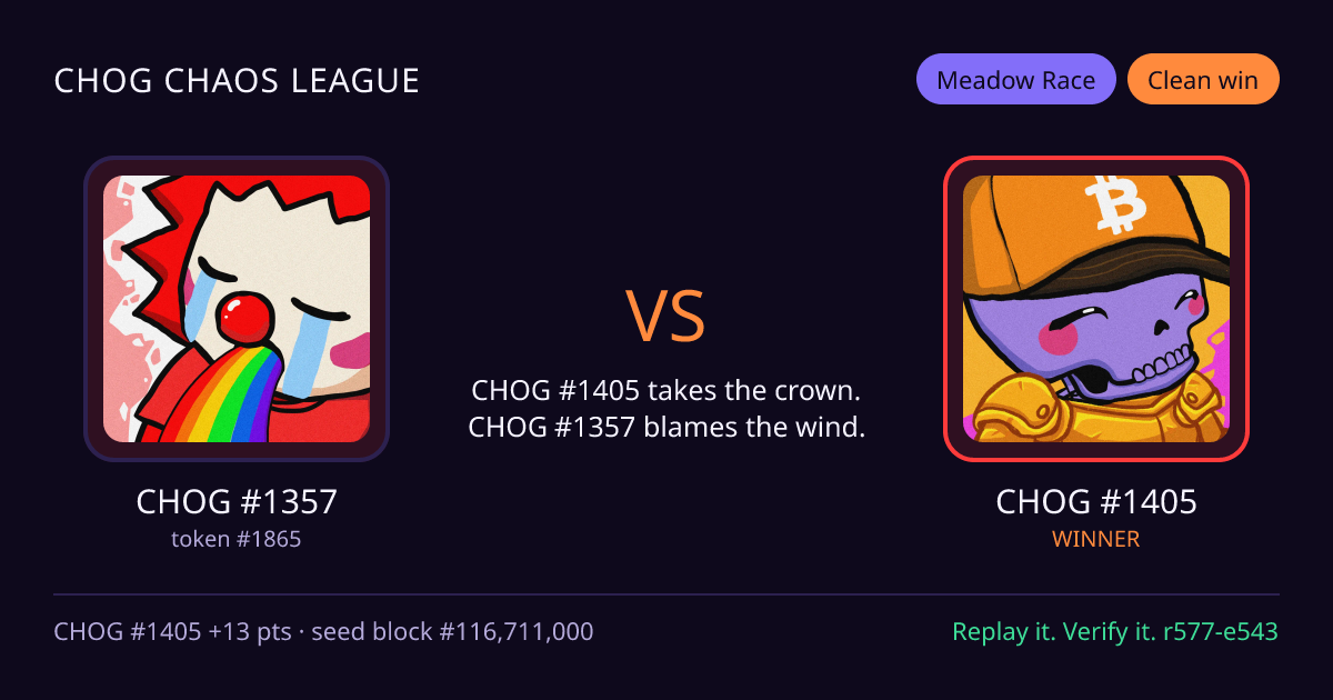 Highlight card: CHOG #1357 versus CHOG #1405