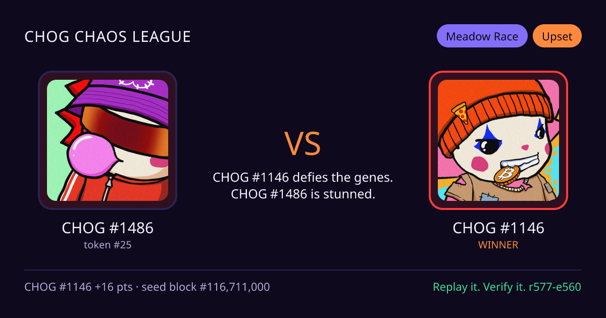 Highlight card: CHOG #1486 versus CHOG #1146