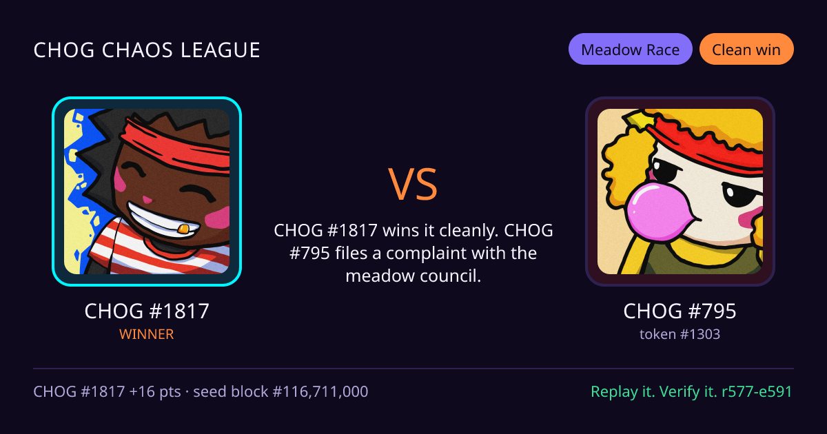 Highlight card: CHOG #1817 versus CHOG #795