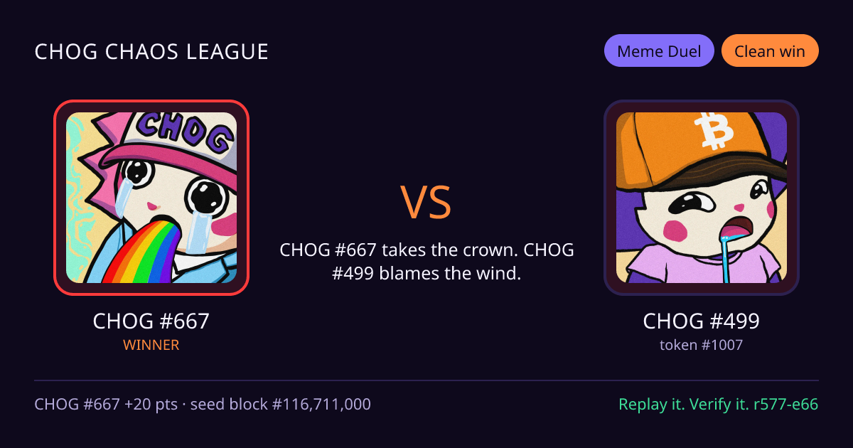 Highlight card: CHOG #667 versus CHOG #499
