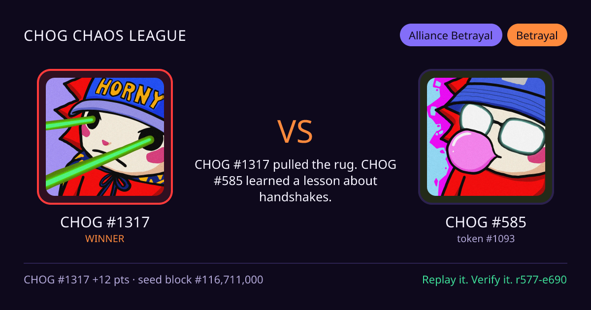 Highlight card: CHOG #1317 versus CHOG #585