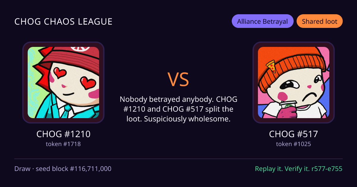 Highlight card: CHOG #1210 versus CHOG #517