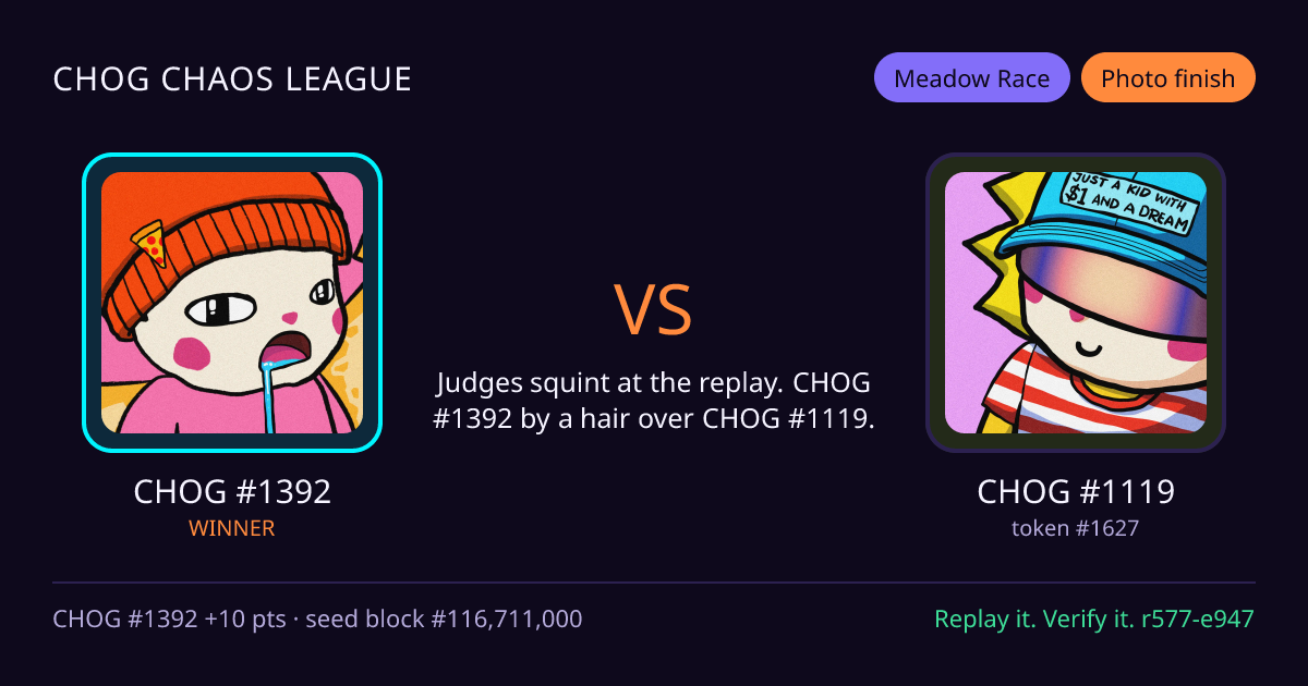 Highlight card: CHOG #1392 versus CHOG #1119