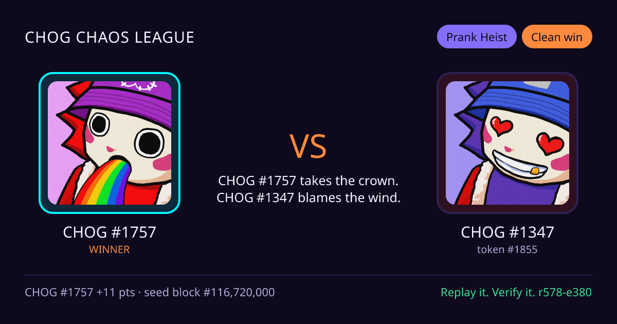 Highlight card: CHOG #1757 versus CHOG #1347