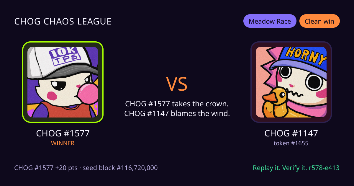 Highlight card: CHOG #1577 versus CHOG #1147