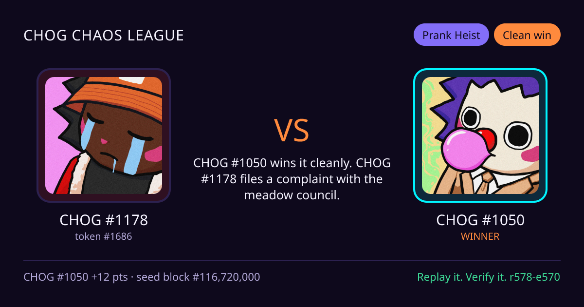Highlight card: CHOG #1178 versus CHOG #1050