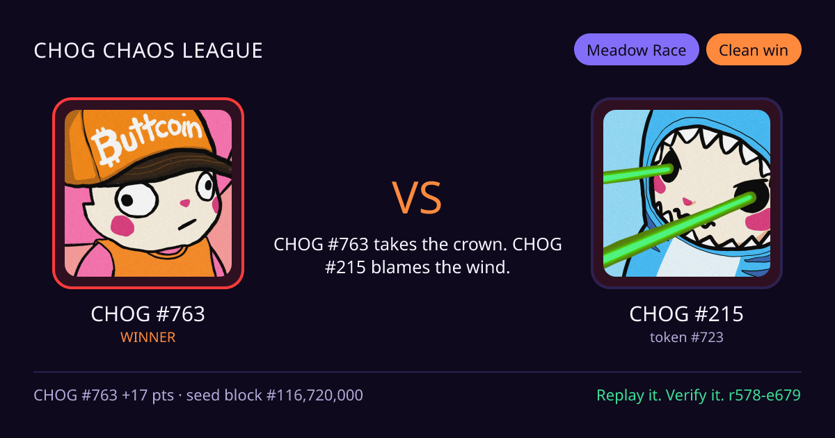 Highlight card: CHOG #763 versus CHOG #215