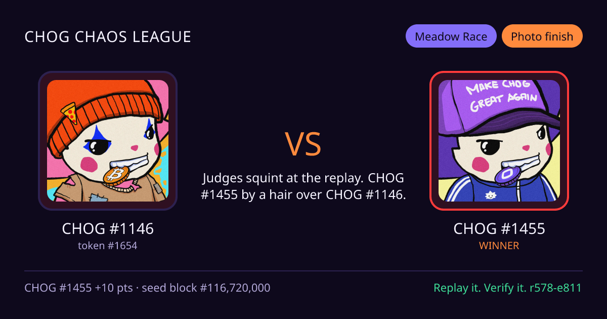 Highlight card: CHOG #1146 versus CHOG #1455