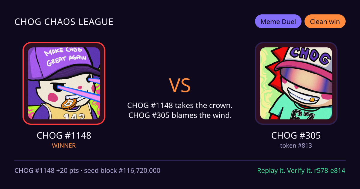 Highlight card: CHOG #1148 versus CHOG #305
